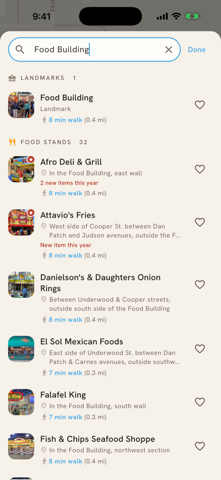 Midway search results for the Food Building